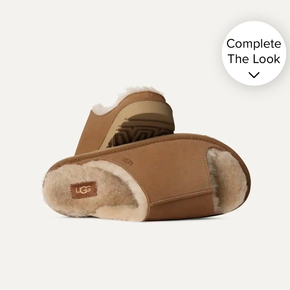 UGG Greenport Slide Size 9 Chestnut Suede Shearling Slippers NIB Brand New